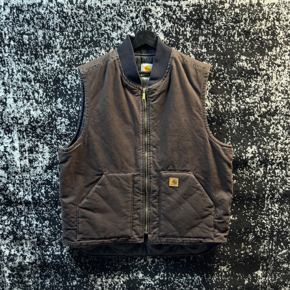 Carhartt Other - Carhartt V02 DKB Sandstone Duck Vest Mens XL Tall Dark Brown Quilted Workwear